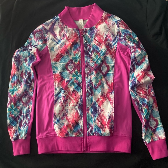 Lululemon Womens Sz 4 Vibrant Pink Multicolor Zip-Up Jacket activewear - Picture 1 of 6